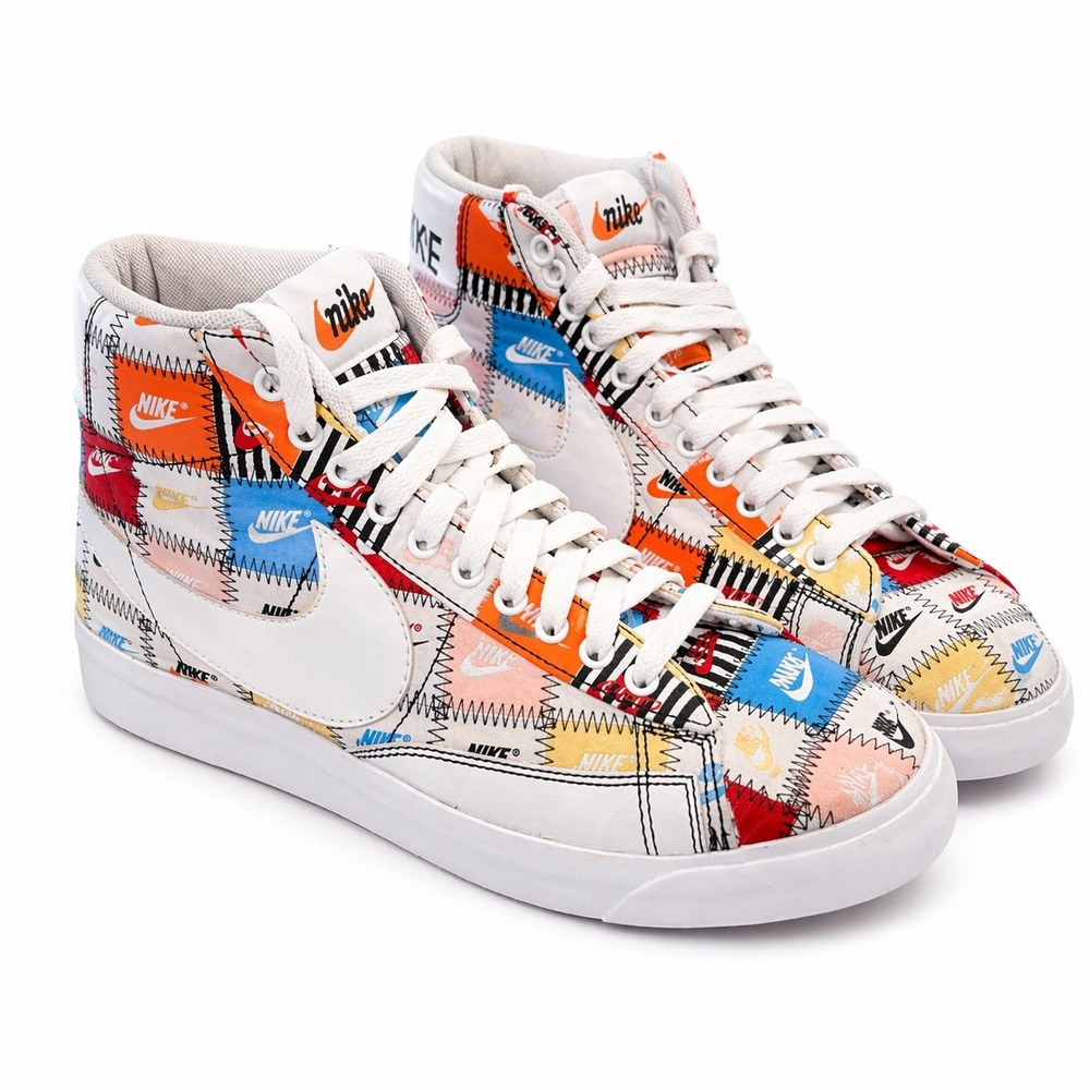Nike Blazer Mid 77 Patchwork Multi-Color High Top Sneakers White  Mens 9.5
